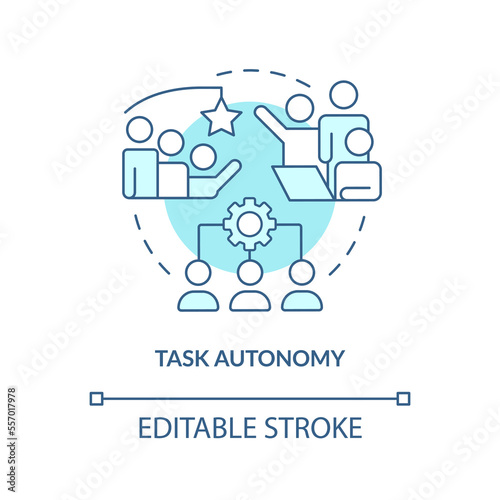 Task autonomy turquoise concept icon. Incentives for team. Project planning benefit abstract idea thin line illustration. Isolated outline drawing. Editable stroke. Arial, Myriad Pro-Bold fonts used