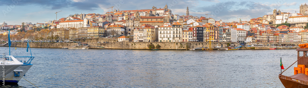 area of the city of porto in portugal, on the banks of the douro river, known as the ribeira