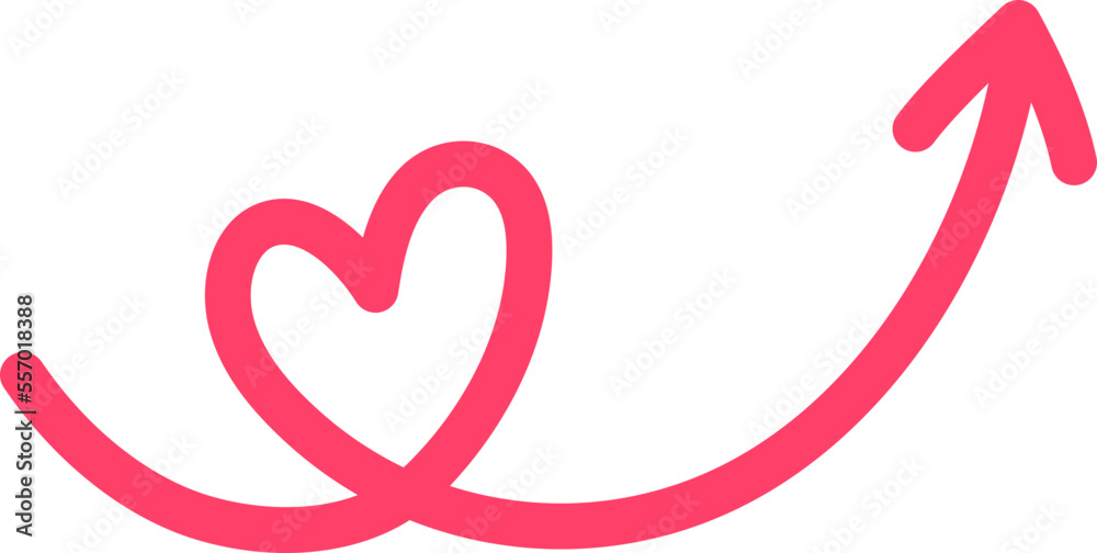 Heart on centerline arrow up pink 