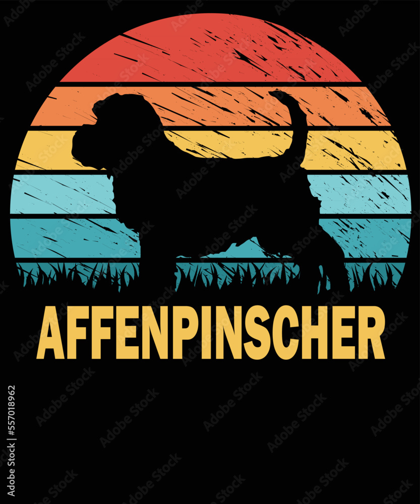 Affenpinscher silhouette vintage and retro t-shirt design
