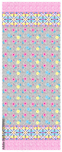 Indian Style Patola flower with stone pattern dupatta