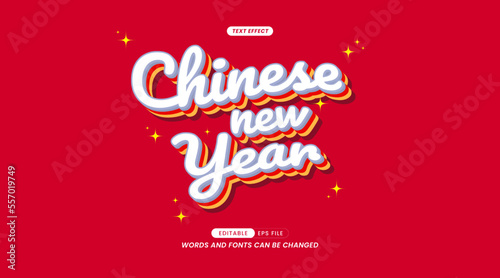 Editable Text Effect - Chinese New Year Slogan with Red Background and Sparkling ornament.