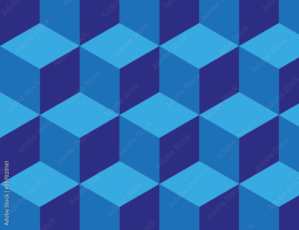 Geometric pattern 3D boxes blue Geometric pattern 3D boxes blue