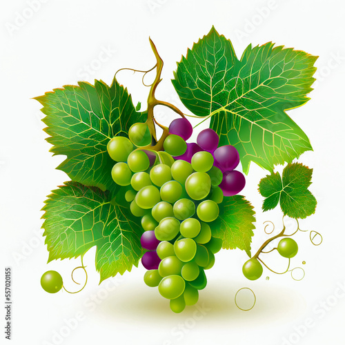 A bunch of grapes on a white background. Vector illustration, print for background, print on fabric, paper, wallpaper, packaging.