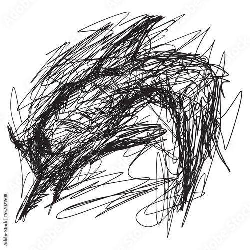 Black scribbles depicting ghost figures