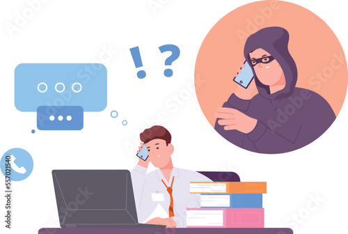 Phone fraud. Money theft. Hacker phishing data