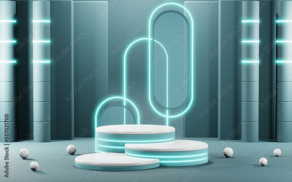 3D render of Podium background in blue tones for displaying cream products. cosmetics 3D render of Podium background in blue tones for displaying cream products. cosmetics