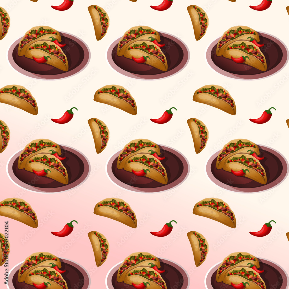 Seamless pattern. Latin American dish - tako Seamless pattern. Latin American dish - tako