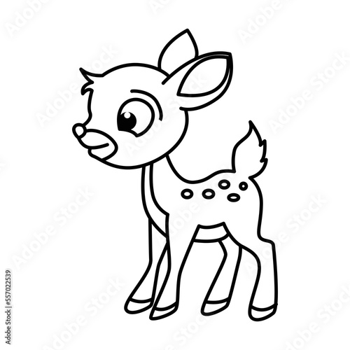 Cute deer cartoon characters vector illustration. For kids coloring book.