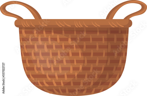 Weaved basket. Cartoon rustic handmade wicker icon