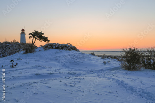 Dornbusch Leuchtturm im Winter.