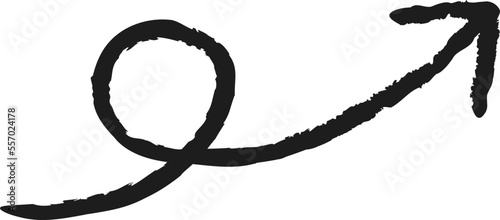 Rough scribble circle on middle arrow