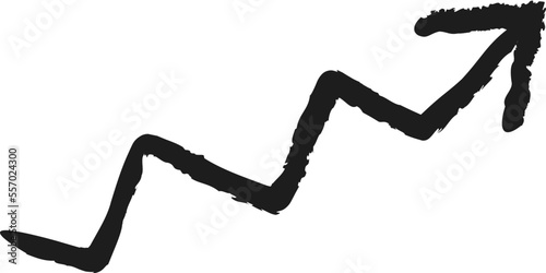 Rough scribble three zigzag arrow black 