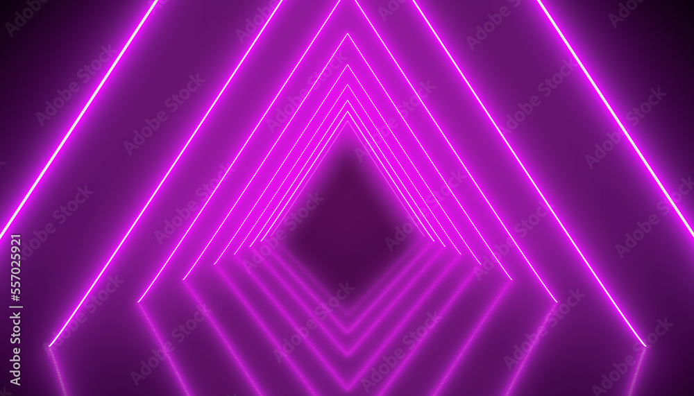 Illustation of glowing neon tunnel in magenta Illustation of glowing neon tunnel in magenta