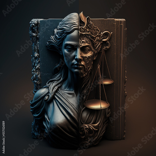 Greek goddess Themis. Concept of equality in justice. Generative AI. photo