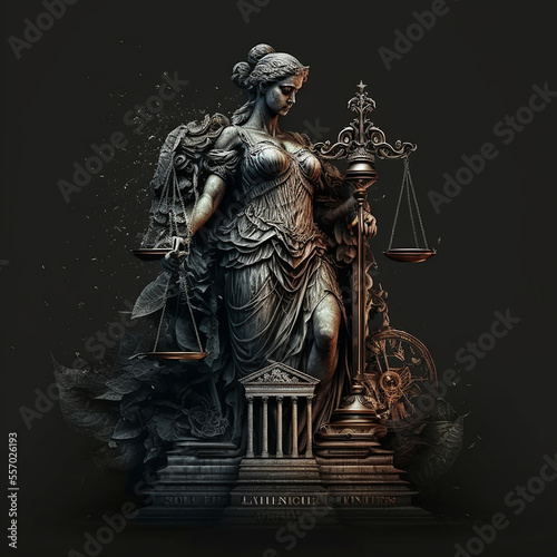 Greek goddess Themis. Concept of equality in justice. Generative AI.