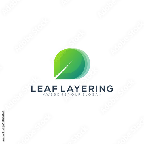 layering leaf nature modern logo gradient