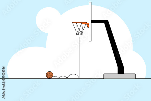 basketball and backboard vector graphic cartoon no people moving on the floor 