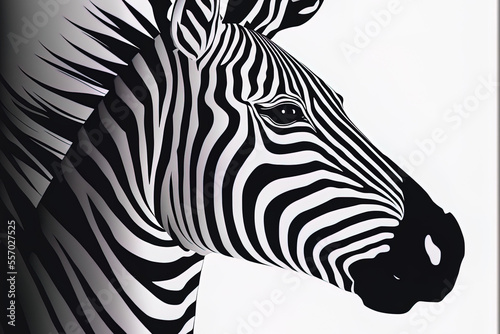 cartoonish zebra head in a cute pose. Generative AI