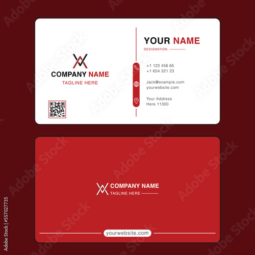 Red color corporate identity card design