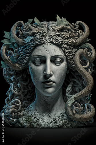 medusa gorgon, dark fantasy, statue, art illustration © Oleksandr