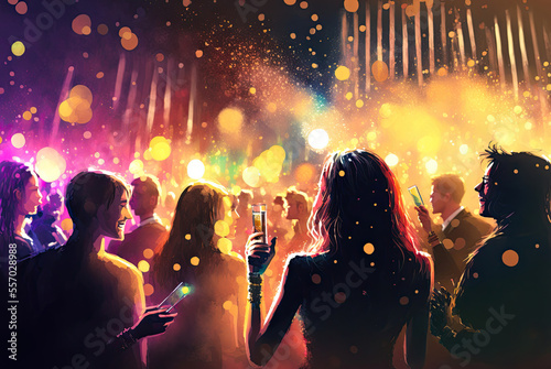 Dancing into the New Year,holidays background	
,people dancing in the nightclub,crowd of people dancing in the nightclub