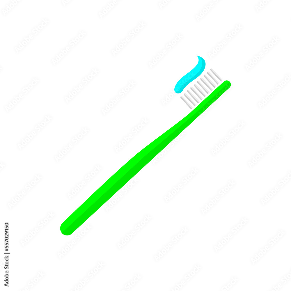 Green toothbrush with blue paste icon. Protection hygiene product with healing gel for mandatory oral care with treatment and prevention vector teeth Green toothbrush with blue paste icon. Protection hygiene product with healing gel for mandatory oral care with treatment and prevention vector teeth