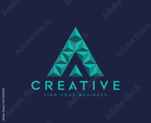 Letter A triangle shape abstract logo design vector template