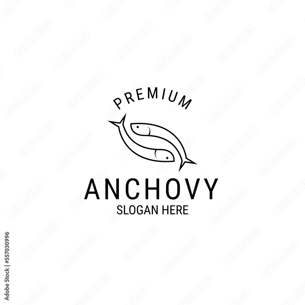 Vector flat anchovy logo design concept template illustration