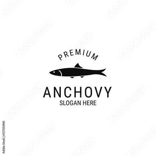 Vector flat anchovy logo design concept template illustration