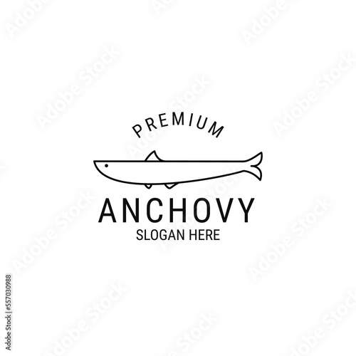 Vector flat anchovy logo design concept template illustration