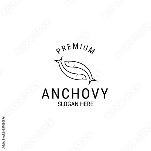 Vector flat anchovy logo design concept template illustration