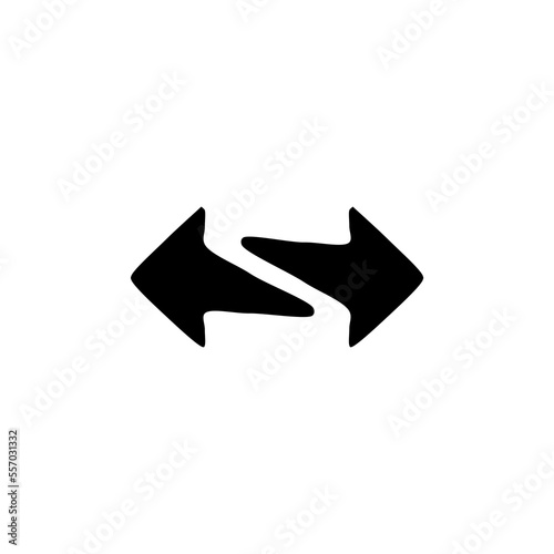 Two side arrows hand drawn icon.