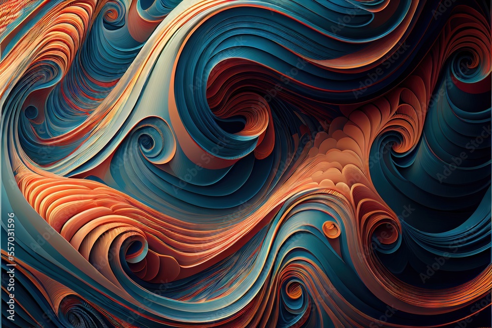 Fototapeta premium Pattern wave. AI generated art illustration.