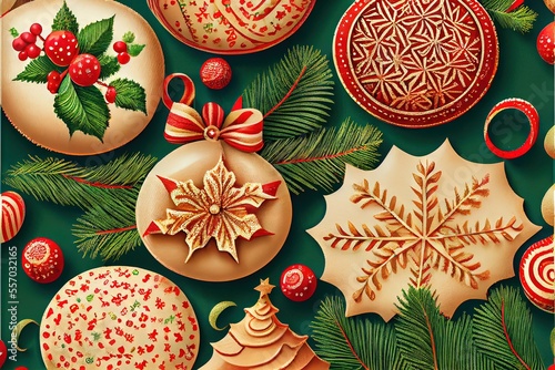 Christmas Patterns Images. AI generated art illustration.
