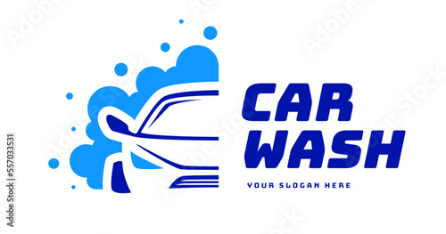 Car wash vector logo cyan blue color modern typography style for banner design, service company 10 eps