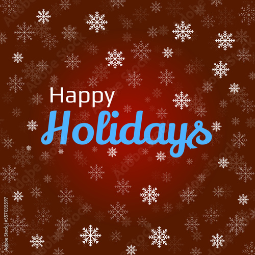 Happy holidays text with snowflakes. Vector illustrator
