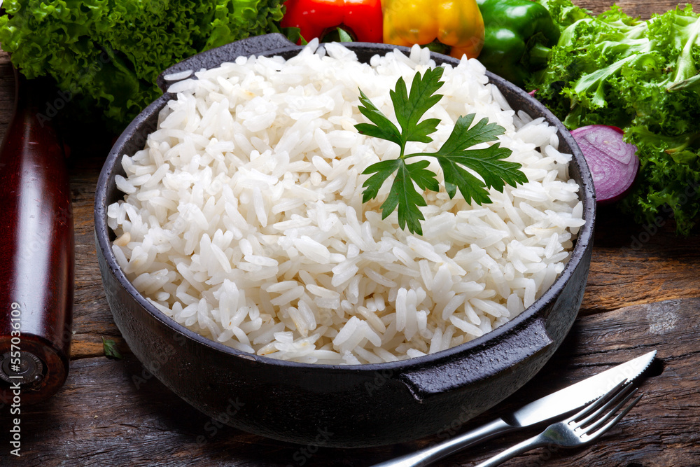 cooked rice Stock Photo | Adobe Stock