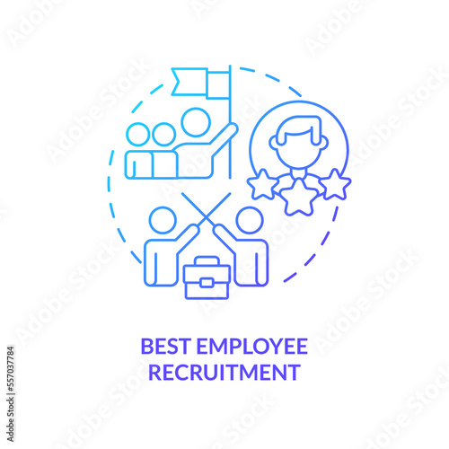 Best employee recruitment blue gradient concept icon. Merge teams successfully abstract idea thin line illustration. Hiring top talent. Isolated outline drawing. Myriad Pro-Bold font used