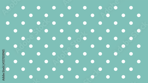 turquoise background with white polka dots