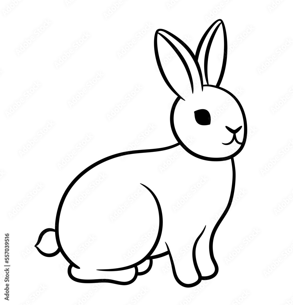 Tubby rabbit outline icon. Cute bunny line art doodle. 2023 year of the rabbit symbol. Chinese New Year. Hare silhouette isolated on white background. Domestic animal pet. Spring animal logo sign. Tubby rabbit outline icon. Cute bunny line art doodle. 2023 year of the rabbit symbol. Chinese New Year. Hare silhouette isolated on white background. Domestic animal pet. Spring animal logo sign.