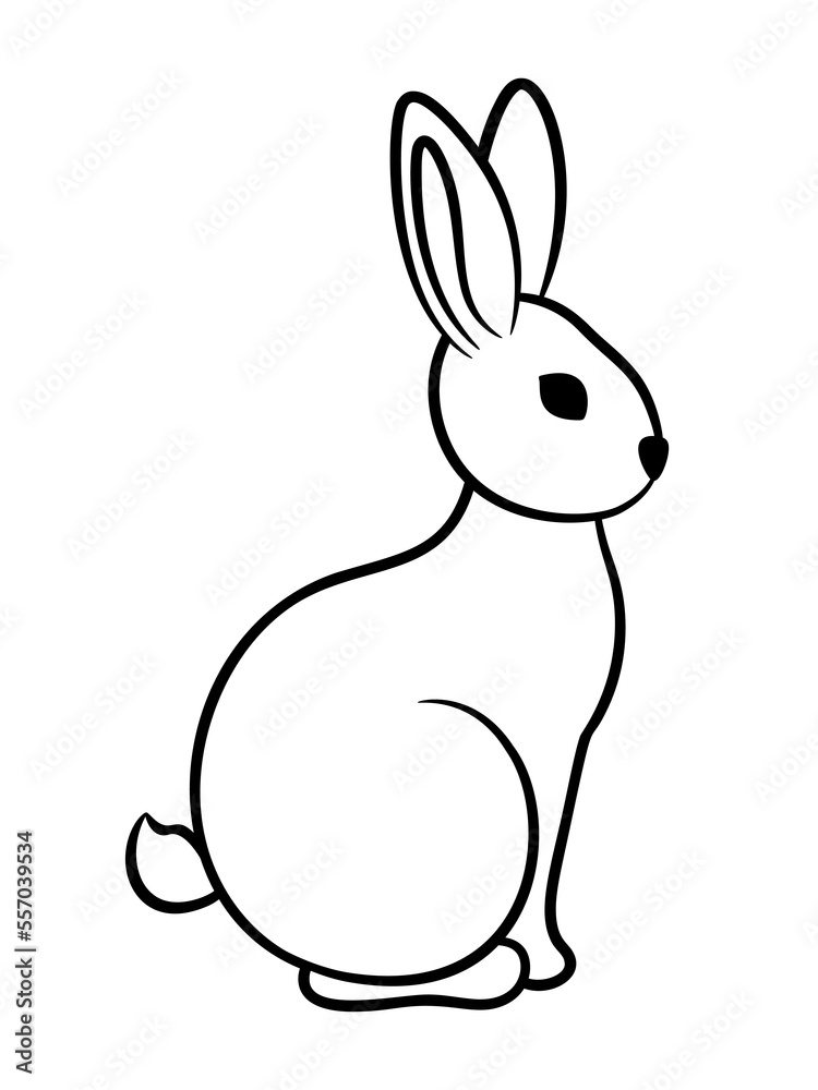 Rabbit line art icon. Cute bunny outline drawing. 2023 year symbol. Chinese New Year. Rabbit silhouette black ink stroke on white background. Year of the rabbit. Cute bunny logo spring animal sign. Rabbit line art icon. Cute bunny outline drawing. 2023 year symbol. Chinese New Year. Rabbit silhouette black ink stroke on white background. Year of the rabbit. Cute bunny logo spring animal sign.