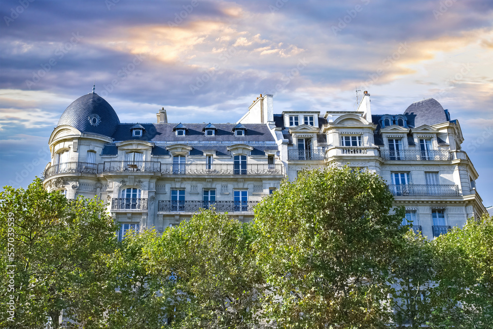 Paris, beautiful Haussmann facades in a luxury area of the capital, avenue de Breteuil
