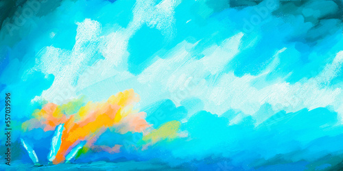Impressionistic Vibrant Sailboat Seascape Digital Painting/Illustration/Art/Artwork - Background, Backdrop, or Wallpaper