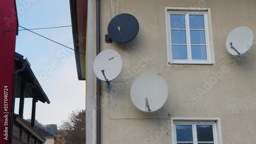satellite dishes on residential building