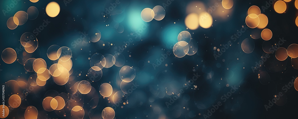 Abstract festive bright background with blue bokeh with copy space ...