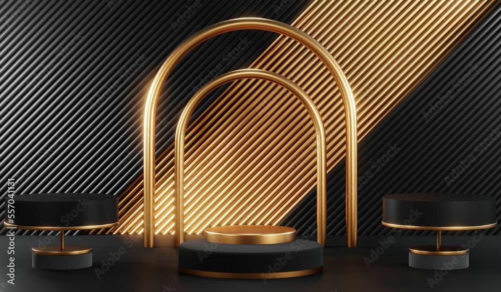 3D rendering of blank product background for cream cosmetics Modern black podium background 3D rendering of blank product background for cream cosmetics Modern black podium background