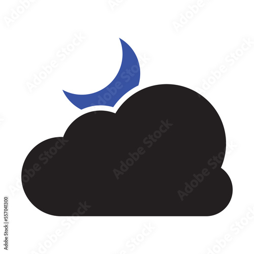 Cloudy Night Icon In Dualtone Style