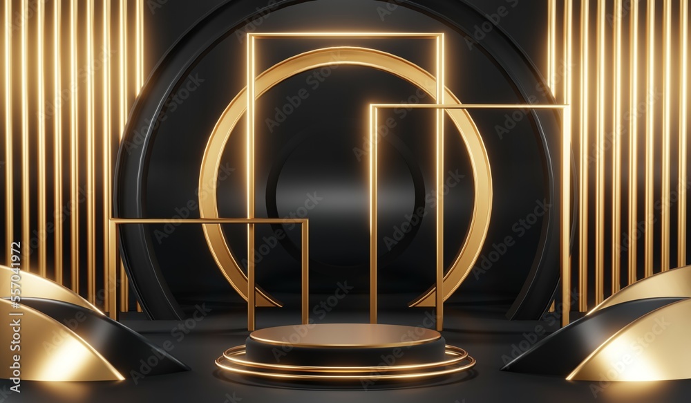 3D rendering of blank product background for cream cosmetics Modern black podium background 3D rendering of blank product background for cream cosmetics Modern black podium background