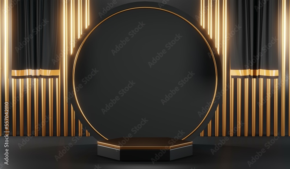 3D rendering of blank product background for cream cosmetics Modern black podium background 3D rendering of blank product background for cream cosmetics Modern black podium background